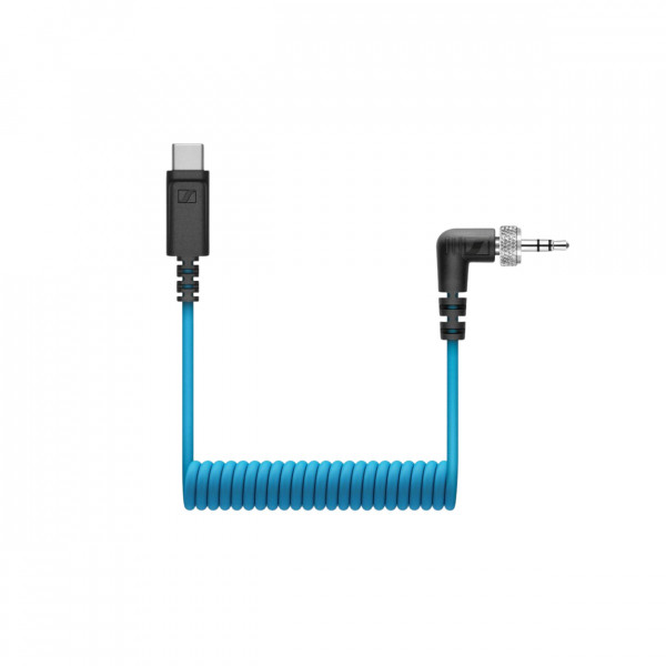 Vergrendelbare 3,5 mm TRS naar USB-C gekrulde kabel; ontworpen voor gebruik met MKE 200, MKE 400 en XS Wireless Digital Portable-ontvanger (RX 35)