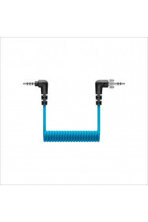 3,5 mm (1/8 inch) TRS naar 3,5 mm (1/8 inch) TRRS spiraalkabel met vergrendelbare connector voor gebruik met mobiele apparaten.