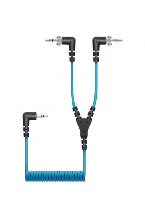 Sennheiser CL 35-Y: Dual Locking 3.5mm TRS Mannelijke naar 3.5mm TRS Mannelijke Opgerolde Y-Kabel