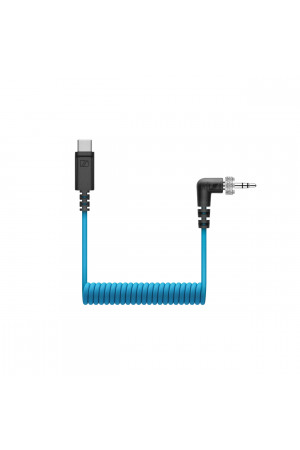 Vergrendelbare 3,5 mm TRS naar USB-C gekrulde kabel; ontworpen voor gebruik met MKE 200, MKE 400 en XS Wireless Digital Portable-ontvanger (RX 35)